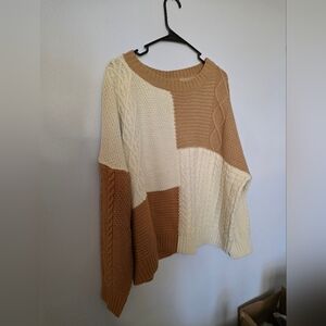 Colorblock Cable Knit Sweater